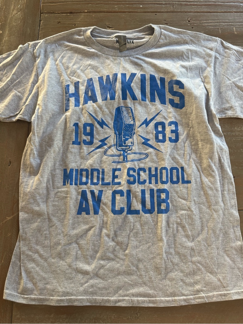Stranger Things Hawkins Middle School AV Club Graphic Tee - Gray/Blue